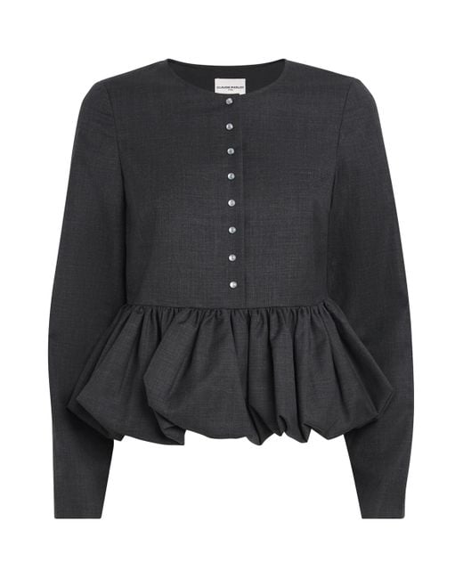 Claudie Pierlot Black Long-Sleeve Peplum Shirt