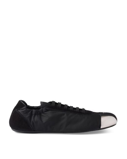 Prada Black Suede-Re-Nylon-Metal Collapse Sneakers