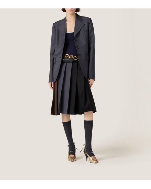 Miu Miu Black Mohair-Blend Single-Breasted Blazer