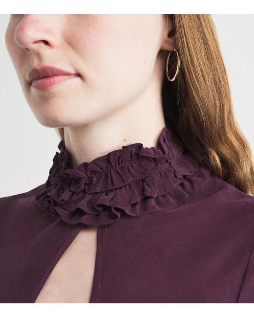 Claudie Pierlot Purple Teardrop-Detail Midi Dress