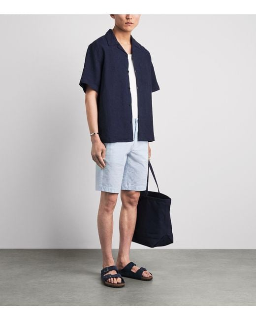 Vilebrequin Blue Seersucker Stripe Bermuda Shorts for men