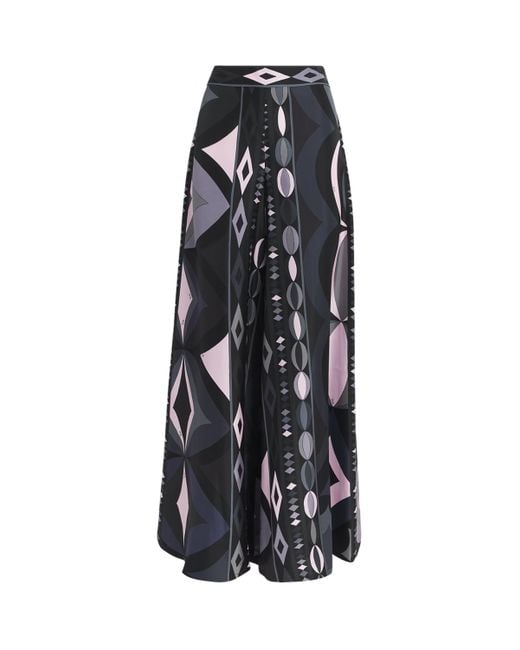 Emilio Pucci Black Silk Wide-Leg Trousers