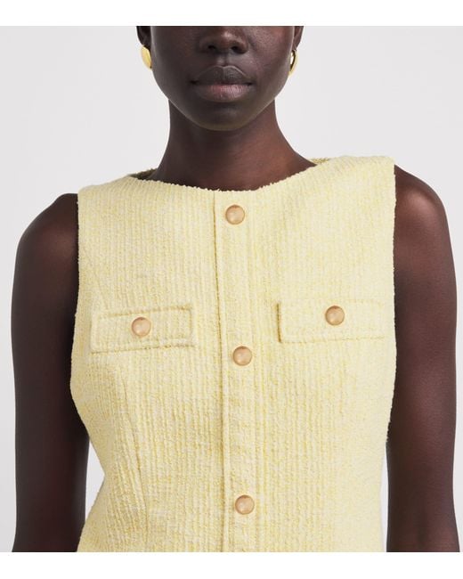 Maje Yellow Tweed Tailored Mini Dress