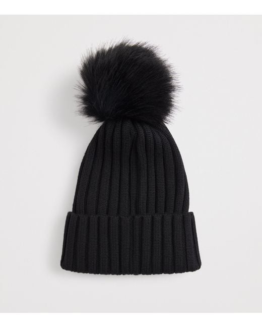 Moncler Black Virgin Wool Pom-Pom Beanie for men