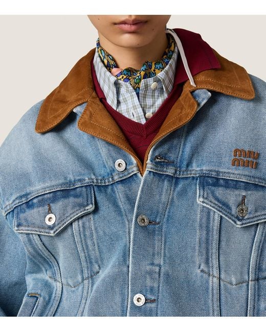 Miu Miu Blue Denim And Suede Jacket