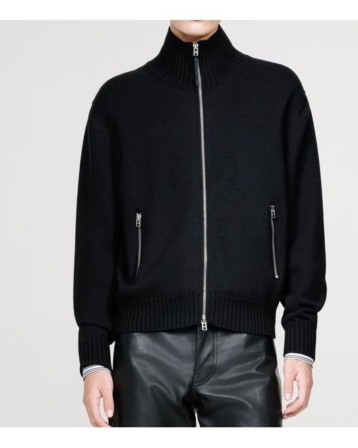 Tom Ford Black Virgin Wool Zip-Up Sweater for men