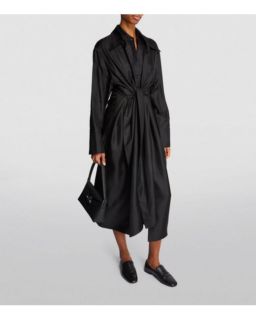 Rohe Black Silk Double-layer Midi Dress