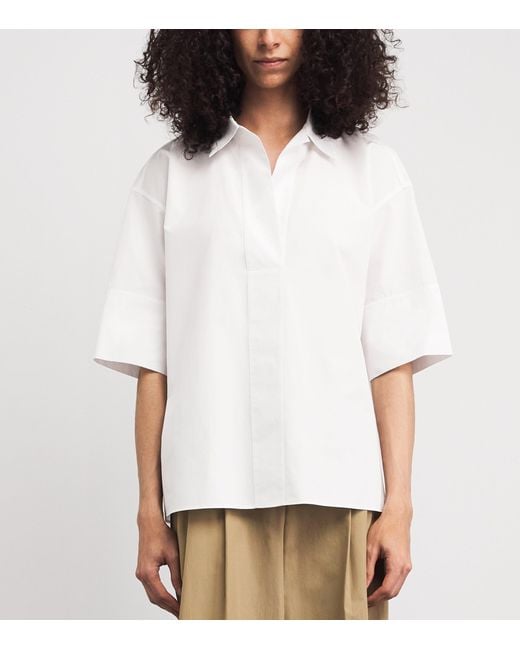Lafayette 148 New York White Organic Cotton Swing Shirt