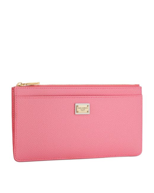 Dolce & Gabbana Pink Calfskin Dauphine Card Holder