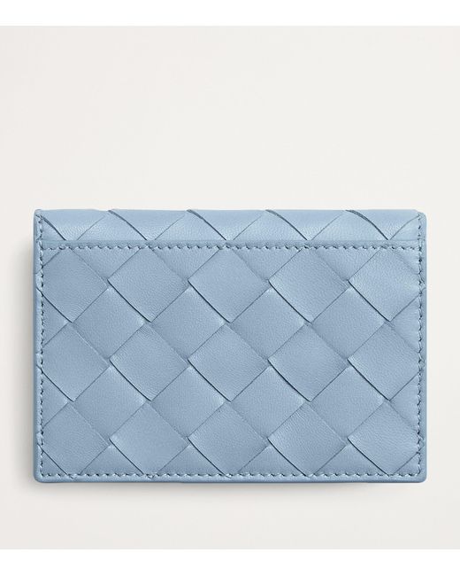 Bottega Veneta Blue Leather Intrecciato Business Card Case