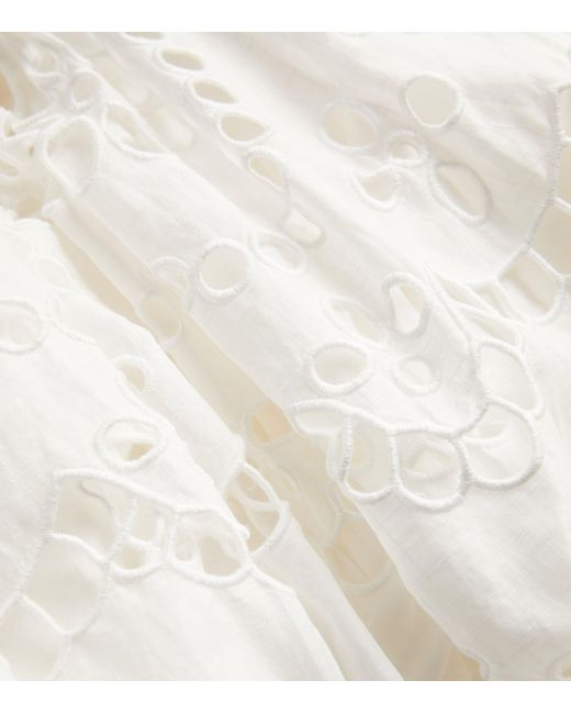 Zimmermann White Linen Embroidered Lexi Dress