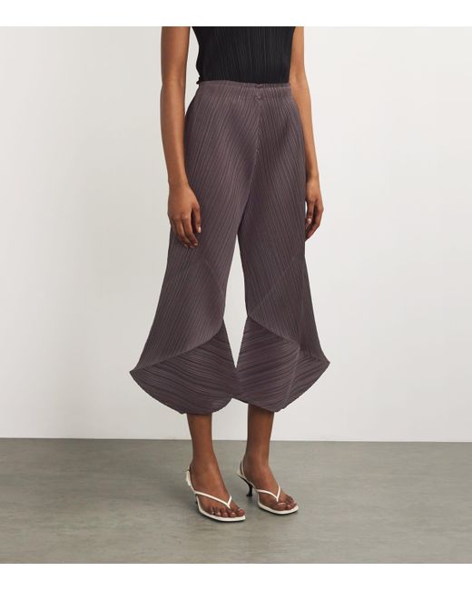 Pleats Please Issey Miyake Pleated Chili Peppers Wide-Leg Trousers  