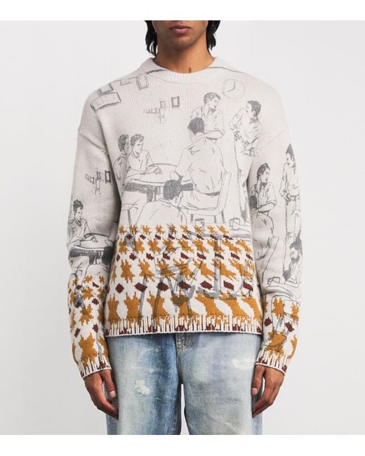 J.W. Anderson White Wool-Blend Jacquard Print Sweater for men