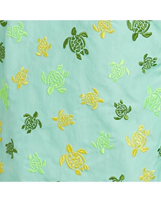 Vilebrequin Green Embroidered Turtle Mistral Swim Shorts for men