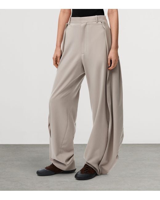 Loewe Gray Wool-Blend Pleated Trousers