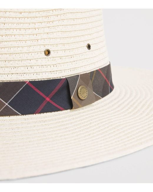 Barbour White Straw Kirkstone Fedora Hat for men