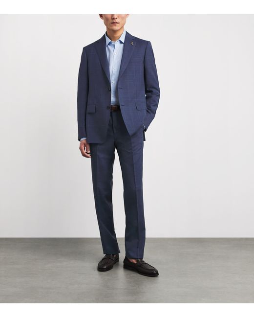 Pal Zileri Blue Wool Check Vicenza 2-Piece Suit for men