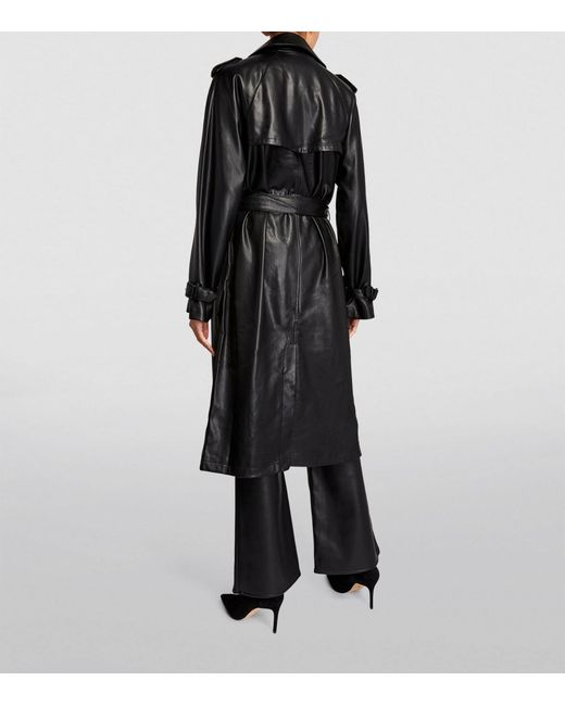GOOD AMERICAN Black Faux-leather Trench Coat