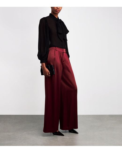 Alice + Olivia Red Satin Kennedy Wide-Leg Trousers