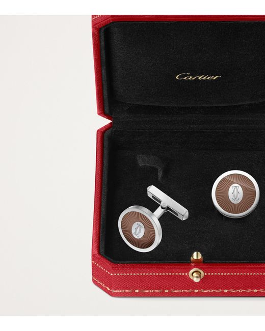 Cartier Metallic Sterling And Lacquer Double C De Cufflinks for men