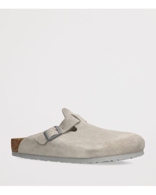 Birkenstock White Suede Boston Clogs