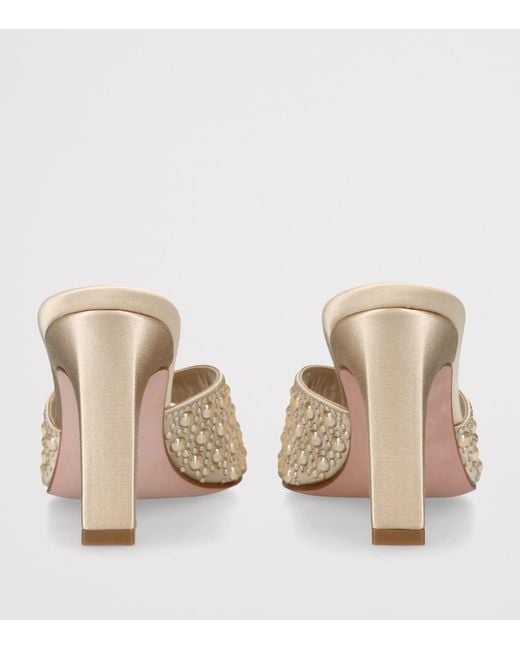 Gina Natural Satin Embellished Alyssa Heeled Mules 85