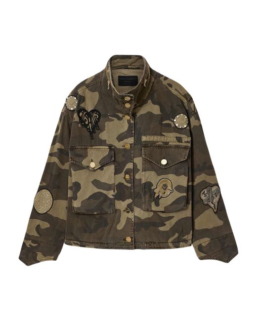 AllSaints Green Organic Cotton Clay Patch Jacket