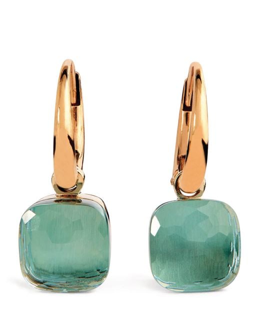 Pomellato Green Rose And Topaz Nudo Drop Earrings