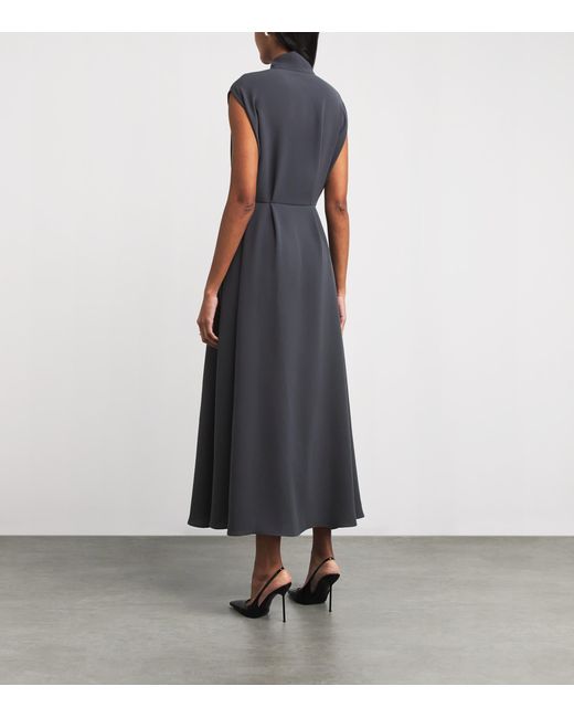 Edeline Lee Black Georgette Silla Midi Dress
