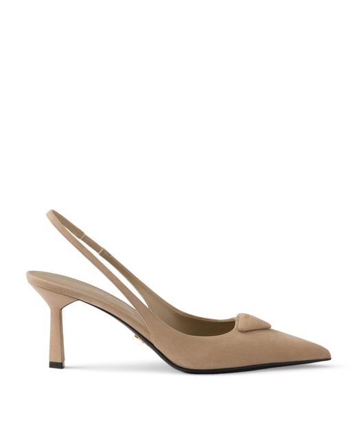 Prada Metallic Suede Slingback Pumps 75