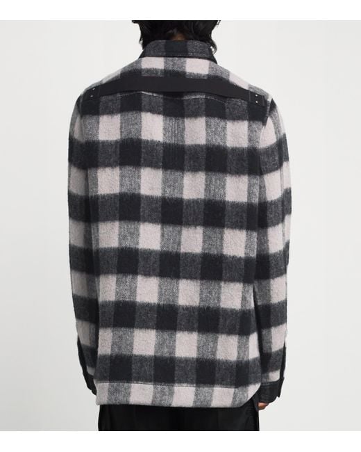 Rick Owens Gray Virgin Wool Check Overshirt for men