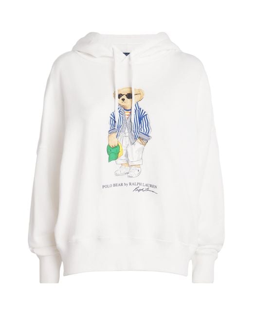 Polo Ralph Lauren White Fleece Polo Bear Hoodie