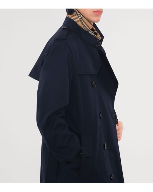 Burberry Blue Mid-Length Kensington Heritage Trench Coat for men