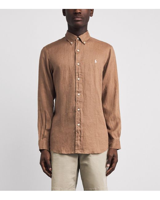 Polo Ralph Lauren Brown Linen Custom-Fit Shirt for men