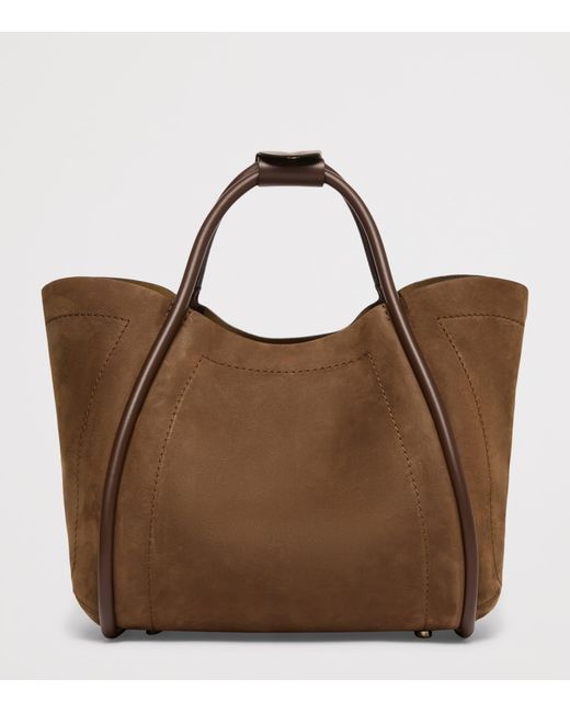 Max Mara Brown Small Nubuck Leather Marine Top-Handle Bag