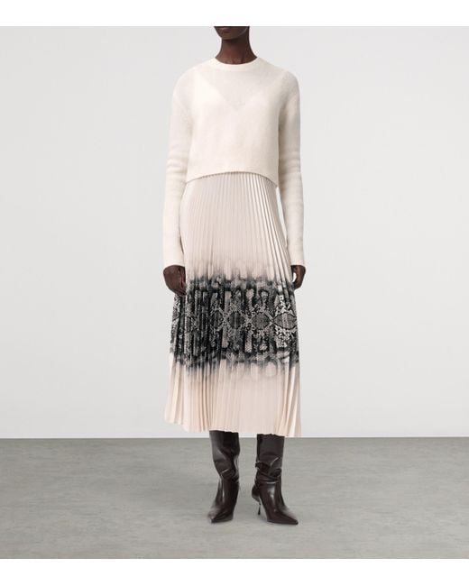 AllSaints White 2-In-1 Curtis Midi Dress