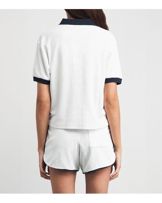 Sporty & Rich Blue Terry Cotton Signature Logo Polo Shirt