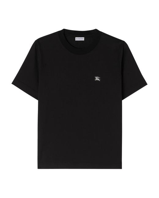 Burberry Black Cotton Embellished Ekd T-Shirt