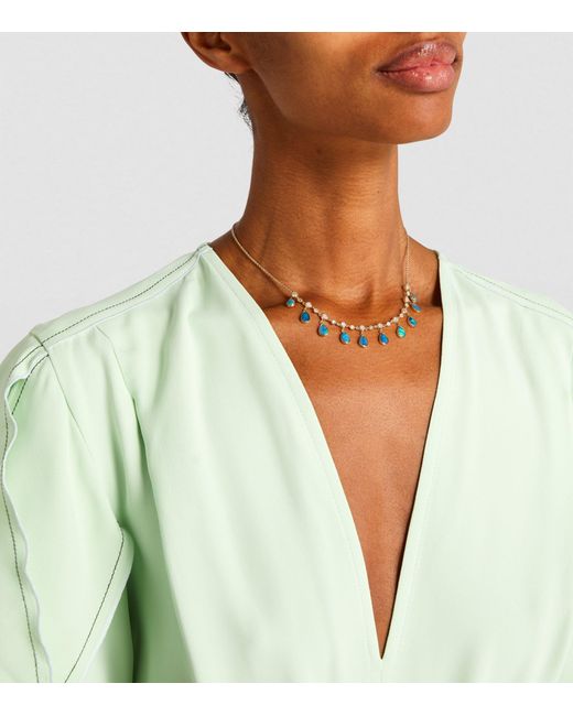 Jacquie Aiche Blue Yellow Gold, Diamond And Emerald Shaker Necklace