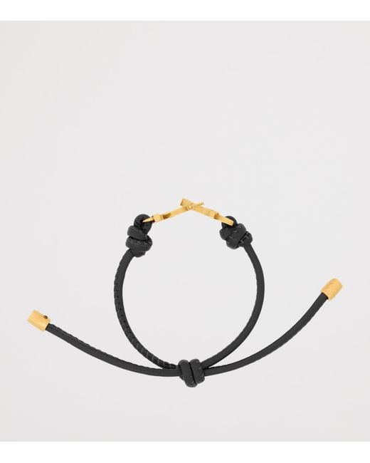 Saint Laurent Black Leather Cassandre Bracelet