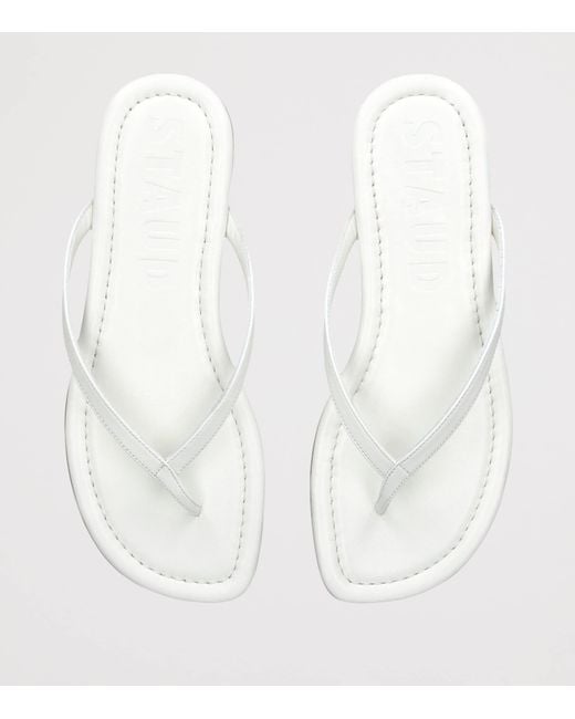 Staud White Leather Freja Flip Flops