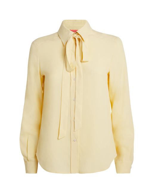 MAX&Co. Natural Crepe De Chine Scarf-Neck Shirt
