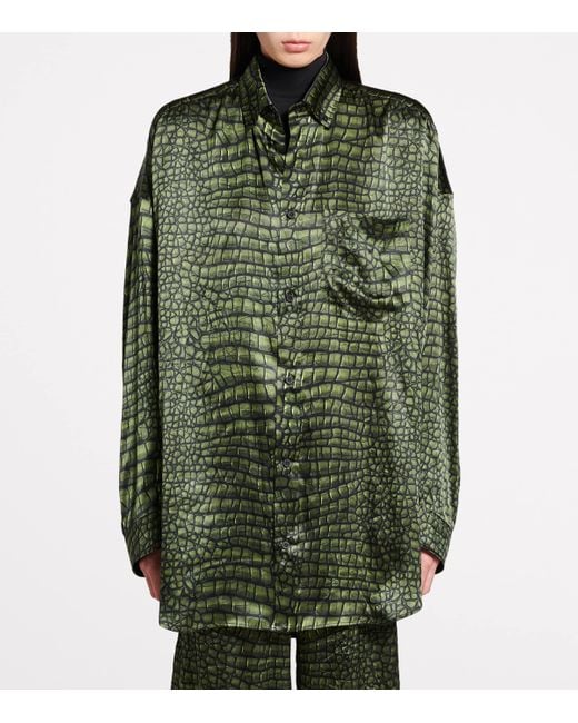 Balenciaga Green Silk Cocoon Long-Sleeve Shirt