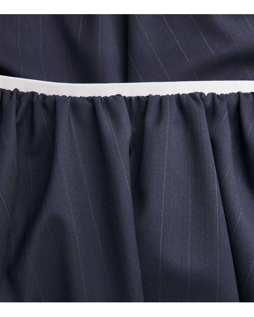 Maje Blue Wool-Blend Pleated Midi Skirt