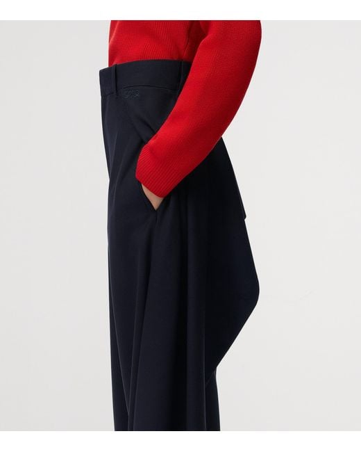 Loewe Blue Wool-Blend Pleated Trousers