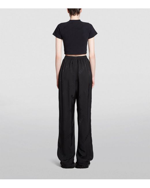 Balenciaga Black Logo-jacquard Wide-leg Trousers