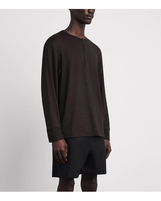 Studio Nicholson Black Wool Henley T-Shirt for men