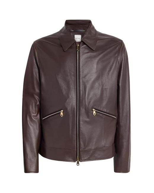 Paul Smith Brown Nappa Leather Jacket for men