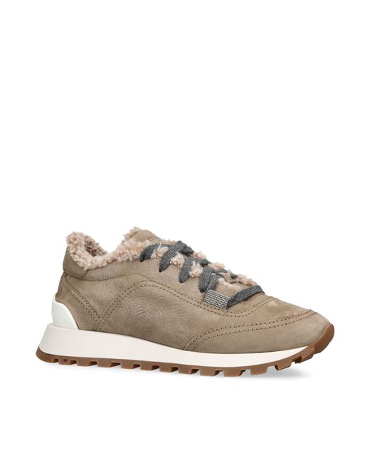 Brunello Cucinelli Natural Shearling-lined Runner Sneakers