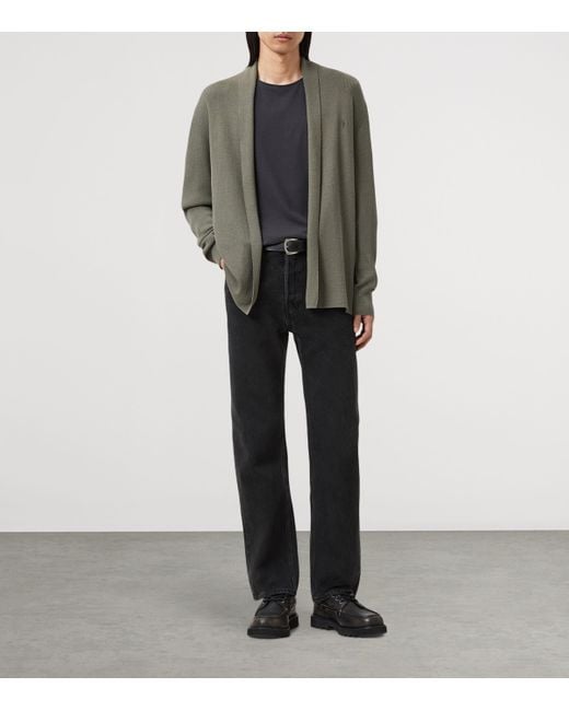AllSaints Green Merino Wool Mode Cardigan for men